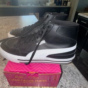 Puma Black and White High-Top Sneakers